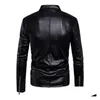 Men'S Fur & Faux Mens Leather Jacket With Many Zippers Coat Biker Motorcycle Black Asian Size Drop Delivery Apparel Clothing Outerwear Dh3Ws