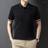 Men's Sweaters 2024 Spring Men Knitted Thin Sweater Shirt Short Sleeve Turn-down Collar Man Pullover Tshirt