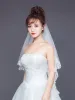 Wit twee lagen bruid bruiloft sluiers kanten rand sexy korte taille lengte bruiloft sluier met kam dr veil voor bruid g6ps#