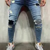 Streetwear Fi Black Ripped Jeans Hommes Skinny Slim Fit Bleu Hip Hop Denim Pantalon Jeans Casual pour Hommes Jogging jean homme N2g6 #