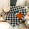 Brand Plaid Blanket Blend Crochet Checkerboard Sofa Cover Soft Wool Portable Warm Scarf Shawl Knitted Nordic Throw 240325