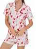 Home Vêtements Femmes S Satin Pyjamas Set Butter à manches courtes Bourts bas Shorts 2 pièces Loungewear