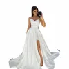 Sodigne Abiti da sposa semplici Sweetheart maniche staccabili Una linea Sposa Dr Side Split Backl Satin Wedding Dres w5C3 #