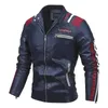 Herren Leder Kunstleder Herren Vintage Motorradjacke 2021 Herrenmode Neue Biker Lederjacke Männliche Stickerei Bombermantel Winter Fleece Pu Mantel 240330