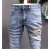 2023 Marque Vêtements Biker Jeans Hommes Streetwear Lg Slim Denim Pantalon Skinny Taille Moyenne Légère Élastique Cott Pantalon Mâle x8M9 #