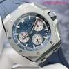 AP 손목 시계 컬렉션 Royal Oak Offshore Series 26420Ti 블루 및 흰색 자동 기계 남성 남성용 날짜 타이밍 기능