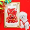 Dog Apparel Tang Suit Sweater Chinese Style Spring Festival Festive Red Clothes Year Clothing Teddy Schnauzer Cat Pet Dress