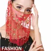 Kvinnor Belly Dance Tribal Face Veil Bollywood Face Veil Beaded Masquerade Mask India Dance Accors Face Veil Arabic Princ 79he#