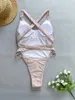 Dames Badmode 2024 Dames Sexy Patchwork Eendelig Badpak Terug Cross Bandage Laag Uitgesneden Bikini Beachwear Push Up Badpakken