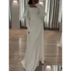 Grundläggande avslappnade klänningar Elegant vit lång festklänning flare hylsa till och med robe femme afrikansk kväll maxi vestido drop leverans kläder wo ot1ia