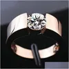 With Side Stones New Arrival Fashion Designer Sier Rosegold Diamond Ring Men Womens Elegant Engagement Jewelry Anniversary Gifts Us S Dha5Q