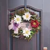 Couronne patriotique de fleurs décoratives pour porte d'entrée, 4 juillet, jour de l'indépendance, avec drapeau rouge et blanc, décoration de fenêtre commémorative, ventouses