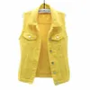 Automne Femmes Denim Gilets Sleevel Gilet Étudiants Casual Sleevel Tops Jeans Vestes Rouge Rose Violet Jaune Bleu Blanc o0He #