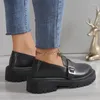 Zapatos informales, mocasines de charol con hebilla a la moda para mujer, zapatos planos antideslizantes con plataforma gótica para primavera 2024