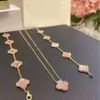 Van Clover ketting Sterling Zilver S925 Premium klavertje vier nieuwe kleur roze schelp ketting 18K Rose Gold natuurlijke vijf bloemen armband