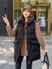 Coletes femininos moda coreana com capuz grande bolso para baixo colete oversize bf estilo inverno quente meados de comprimento colete outono parkas tanques 3xl
