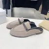 Slippers Mules Shoes For Women Spring Summer Est Natural Kid Suede Flat String Bead Slides Slip-on Round Toe Designer