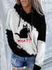 Kvinnors hoodies tröjor kvinnor kattunge tass tryck hoodie långärmad söt lätt pullover casual ladies tröja höst vinter 2024 24328