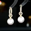 Hoop Earrings FXLRY Elegant Cubic Zirconia Removable Two Wear Circled Pearl For Women Wedding Jewelry