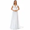 latest Lace Boho Wedding Dres Beach V Neckline Ivory Gowns Back Out Cap Sleeves Sweep Train Bridal 2023 On Sale t7sG#