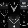 Waardevolle Lab Diamond Sieraden set Sterling Zilveren Bruiloft Ketting Oorbellen Voor Vrouwen Bruids Verlovingssieraden Cadeau i0fT #