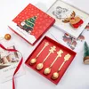 Flatware Sets 2/4 PCS Christmas Coffee Espresso Spoons Stainless Steel Xmas Set With Exquisite Box Kitchen Tableware