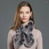 Scarves Soft Outfits Hand Knitted Ruffled Floral Real Rex Fur Scarf CX-S-01