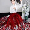 Nouvelle jupe chinoise en forme de cheval doré avec plumes bleues, style ancien de la dynastie Ming, ensemble Hanfu amélioré pour les déplacements quotidiens, maquillage, fleur