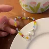 Charm armband mode färgglad kristallpärlor enkel blomma armband party smycken elastiska sladd armband