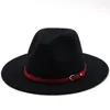 Berretti Donna Uomo Lana Bianco Nero Cappello Fedora a tesa larga Jazz con nastro punk Gentleman Elegante Lady Fascinator