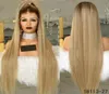 1226 inches Straight Synthetic Lace Front Wig Simulation Human Hair Wigs Ombre Color perruques de cheveux humains Pelucas 1811325774086