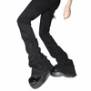 Skinny Noir Ruché Flare Jeans Femmes Y2k Haute-élastique Bootcut Pantalon Empilé Taille Haute Pantalon Harajuku Goth Grunge Vêtements C3e8 #