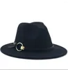 Baretten Wol Fedora Winter Voor Vrouwen Brede Rand Vilten Hoed Dames Tweed Legergroen Jazz Cap Vrouwelijke Effen Kleur Elegante Pork Pie