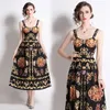 Casual Dresses WTIANYUW 2024 Fashion Runway Summer Dress Women's Spaghetti Strap Gorgeous Floral Print Long Vestidos