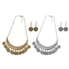 Necklace Earrings Set 2PCS Chic Versatile Coin Earring Gypsy Jewelry For Daughter Friends