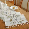 Luxury Embroidered Cotton Linen Table Runner Tablecloth Tassel for Home Dinning Coffee Mat Wedding decorations 240322