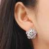 Stud Earrings 2024 Luxury Marquise Flower For Women With Fashion Zircon Wedding Earings Anniversary Gift Jewelry