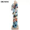 cm.yaya Donna Plus Size Tuta Stampa floreale Manica corta Sl Collo Tute larghe Fi One Piece Tuta Summer Outfit L4yW #