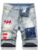 herr graffiti rippade denim korta jeans 2023 sommar ny fi casual smal stor hål retro stil denim shorts manliga märke kläder d4bj#