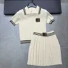 Set de falda de diseñador Faldas Faldas Fashion Fashion Summer Patchwork Knit T Shirt