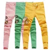 fi Streetwear Jeans da uomo Slim Fit Rosa Giallo Verde Colore elastico Pantaloni punk Jeans Hip Hop Ricamo Pantaloni in denim da uomo 659D #