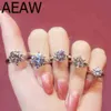 AEAW 1 0CT 3CT 5CT EF 라운드 18K 화이트 골드 도금 925 실버 MOISSANITE RING DIAMOND TEST 통과 보석 여성 여자 친구 선물 X22303O