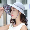 Chapeaux à large bord 1pc été femmes chapeau de soleil double face impression pliante protection UV panama casquette de plage en plein air crème solaire