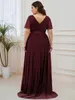 Plus Size Abito da sera Dr Profondo scollo a V Chiff Backl Ruffles Manica A-Line 2024 Burdy Abito da damigella d'onore X0AR #