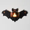 Candle Holders Black Bats Bohemian Style Wooden Crystal Shelf Home Decoration Holder Wall Bracket Decor