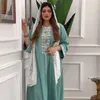 Ethnic Clothing Robe Muslim Abaya Dubai Embroidered Kebaya Dress Long Sleeve Gown Moroccan Jalabiya Kaftan Islam Oman Ladies Dresses Eid