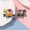 Pins Broches Nouveau drôle de bande dessinée chat broche broche pour les femmes mode exquis émail Zircon perle chaton broches décontracté fête vêtements bijoux Y240329