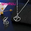 Ensemble de boucles d'oreilles et collier en argent Sterling 925 pour femmes, ensemble de boucles d'oreilles romantiques en forme de cœur à motif de cristal, pour la saint-valentin