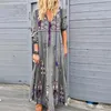 Festklänningar 2024 Autumn Plus Size Lång klänning för kvinnor Kläder Bohemian Casual Vestido Robe Kvinnlig överdimensionerad lös blommig kjol