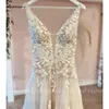 Lakshmigown col en V dentelle Appliques mariage Dres Champagne robes de mariée une ligne robe de mariée estido de noiva praiano R01P #